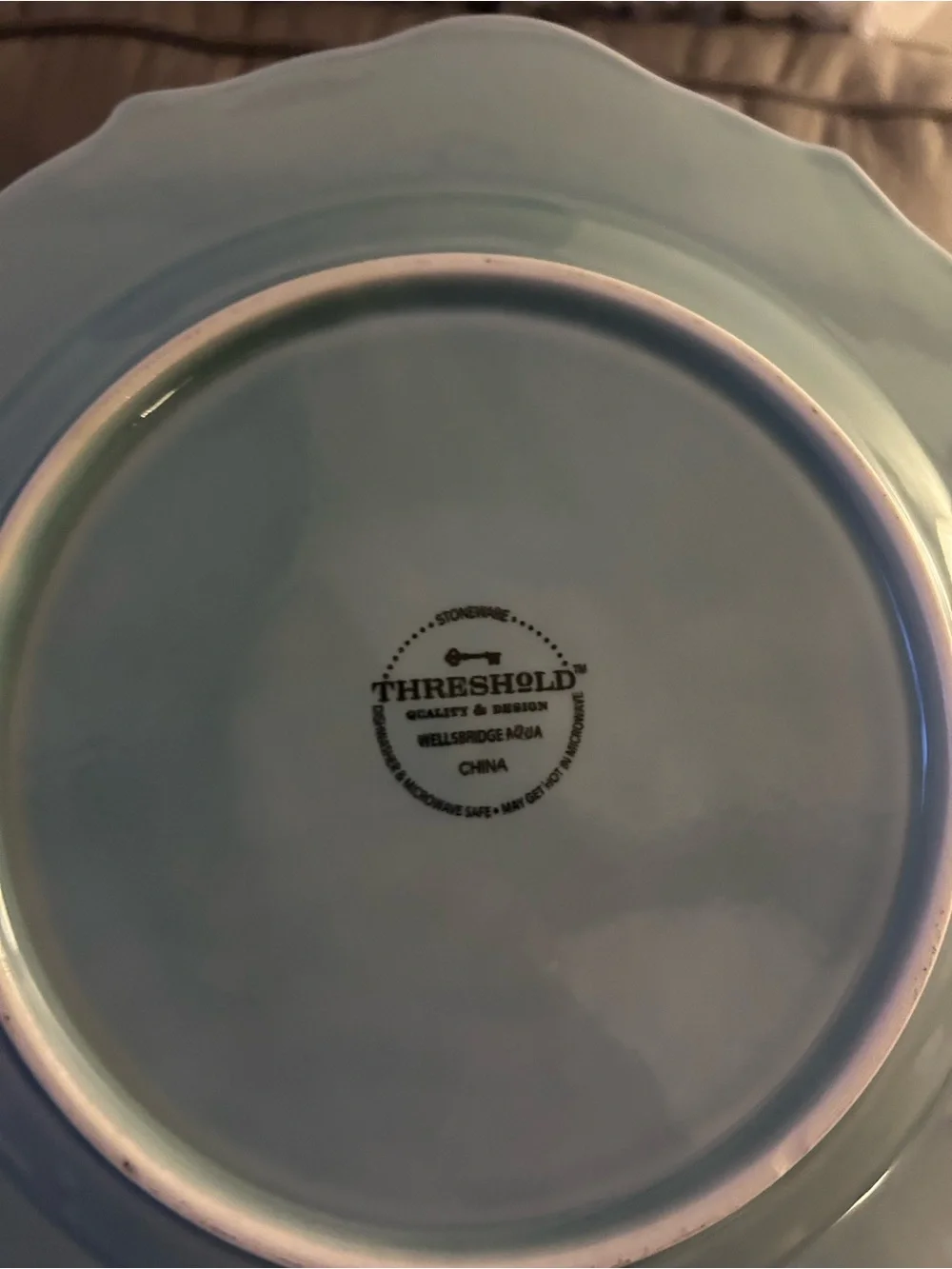 2 Threshold Wellsbridge Aqua 10.75” Dinner Plate, Scalloped, Stoneware